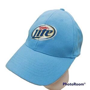 Miller Lite Pastel Blue Baseball Ball Cap Hat Adjustable Miller Light Logo Women